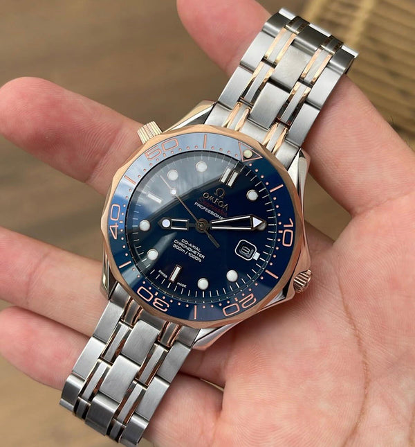 Relógio Modelo Speedmaster Blue Gold- Cronógrafo - Detalhe